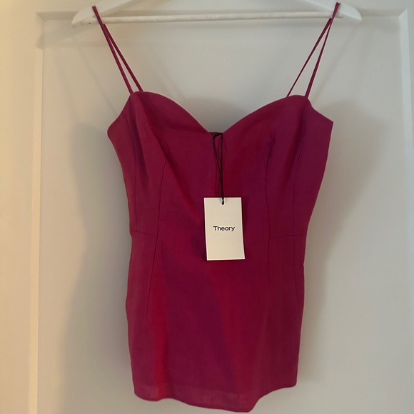 Theory Linen Spaghetti Strap Sweetheart Top - Picture 3 of 4